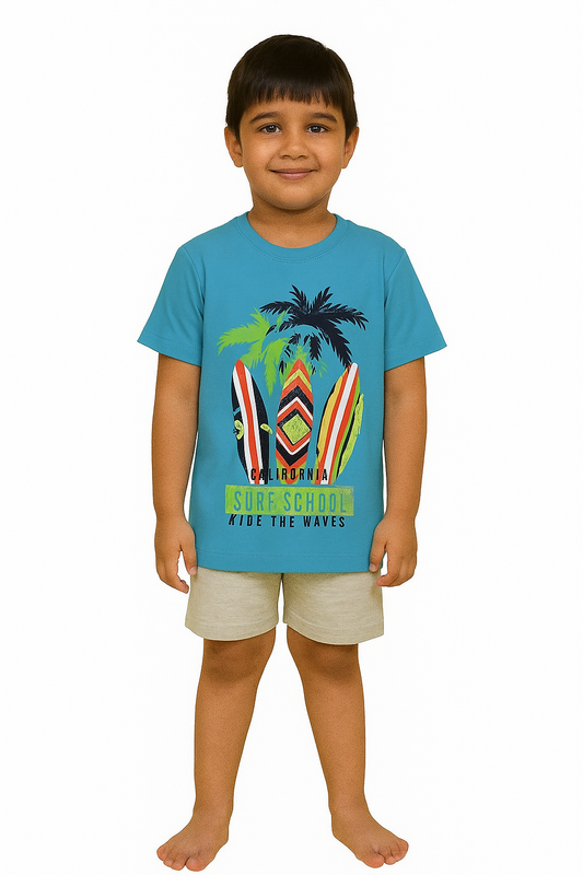 Boys Sequin T Shirt Turquoise