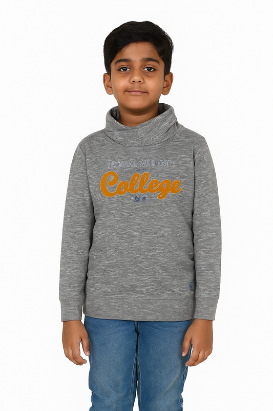 Boys Cowl Neck Sweatshirt Grey Melange