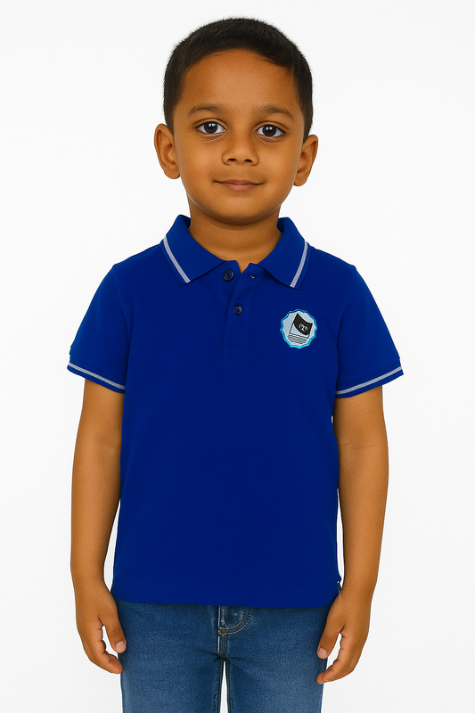 Boys Applique Royal Collar T Shirt