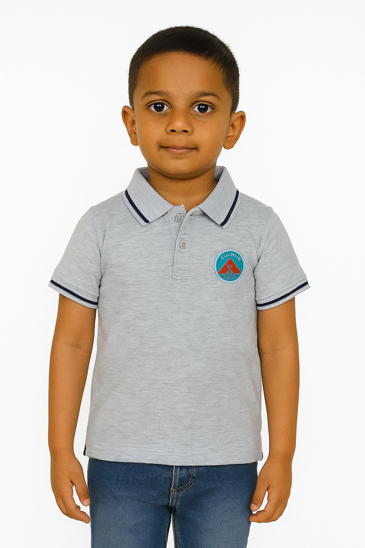 Boys Applique Grey Collar T Shirt
