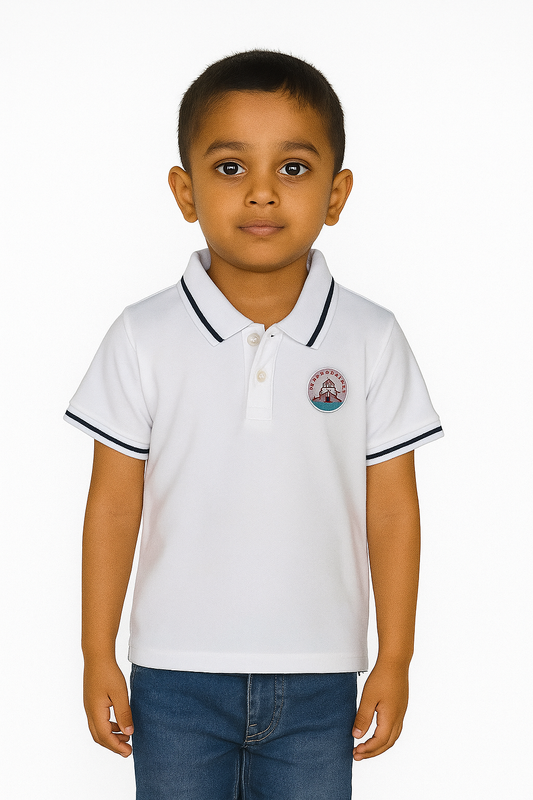 Boys Applique White Collar T Shirt