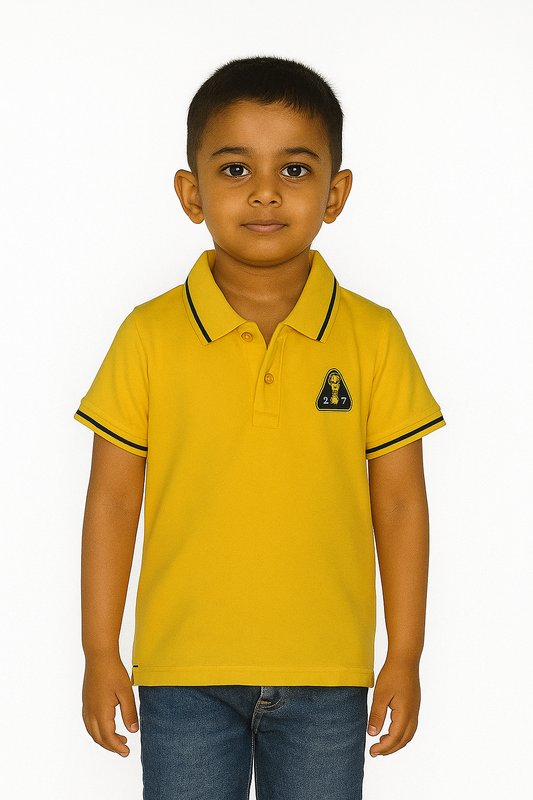 Boys Applique Yellow Collar T Shirt