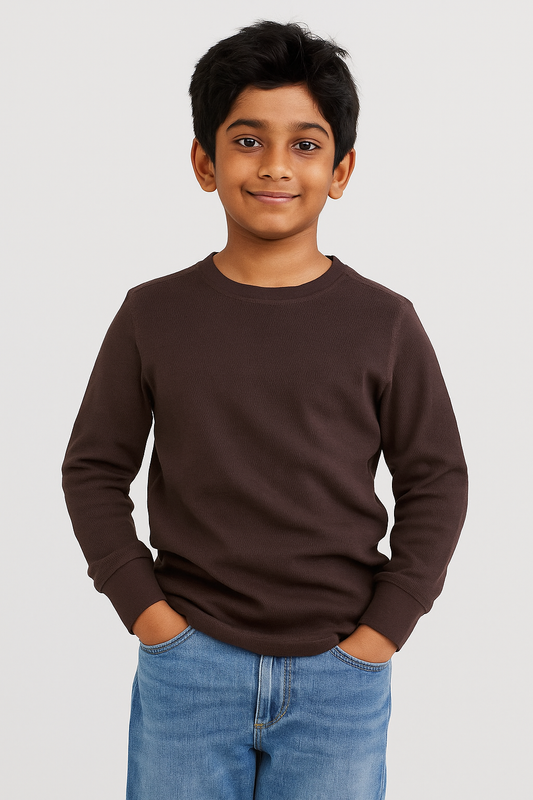 Textured T Shirt | Brown