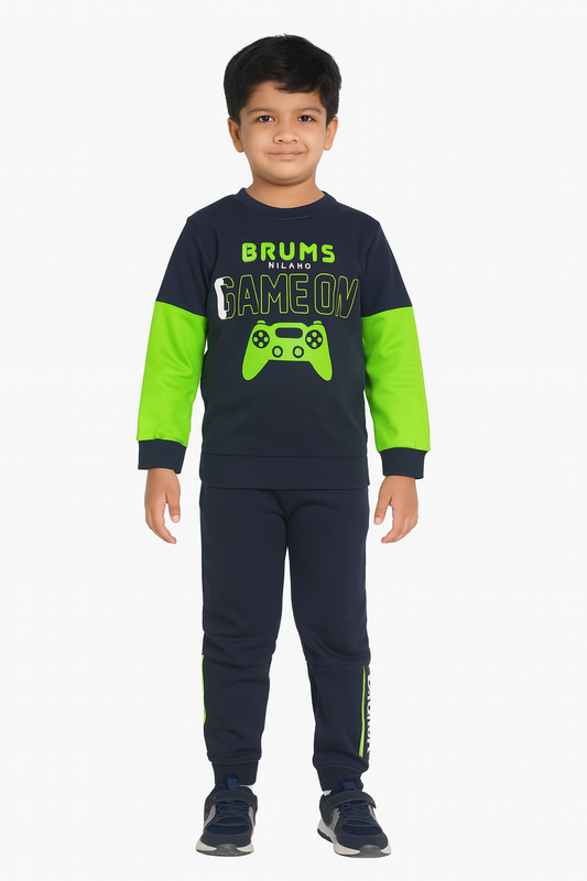 Boys Black Outer Wear Sets Sweatshirt And Jogger