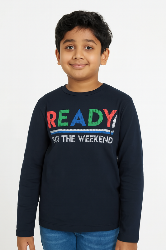 Boys Long Sleeve Navy T Shirt