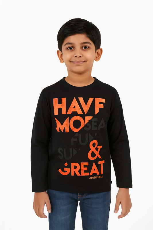 Boys Long Sleeve Black T Shirt