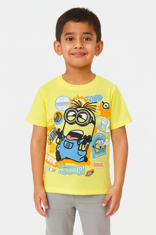 Boys Printed Yellow T Shirt