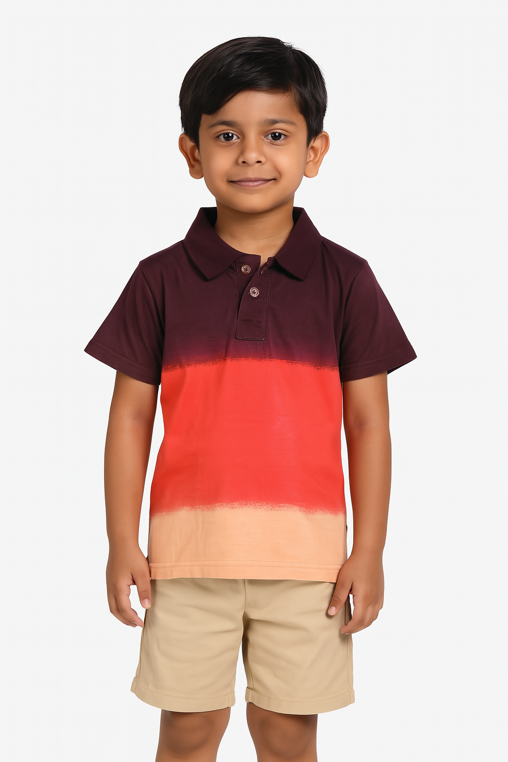 Boys Dip Dyed Collar T Shirt