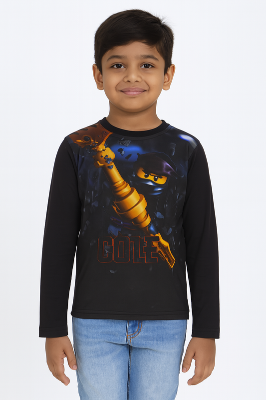 Boys Sublimation Printed T Shirt Black