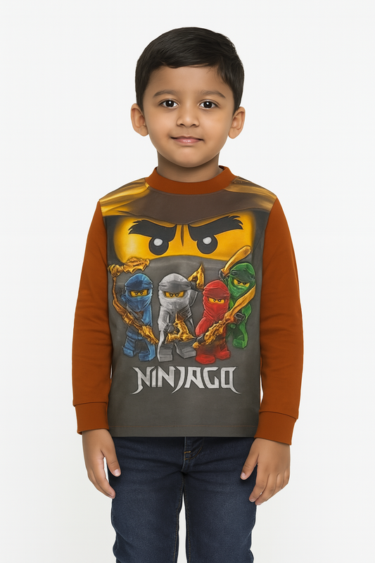 Boys Sublimation Printed T Shirt Brown