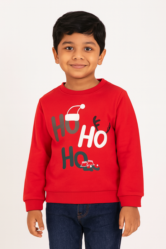 Boys Red Pullover Christmas Sweatshirt