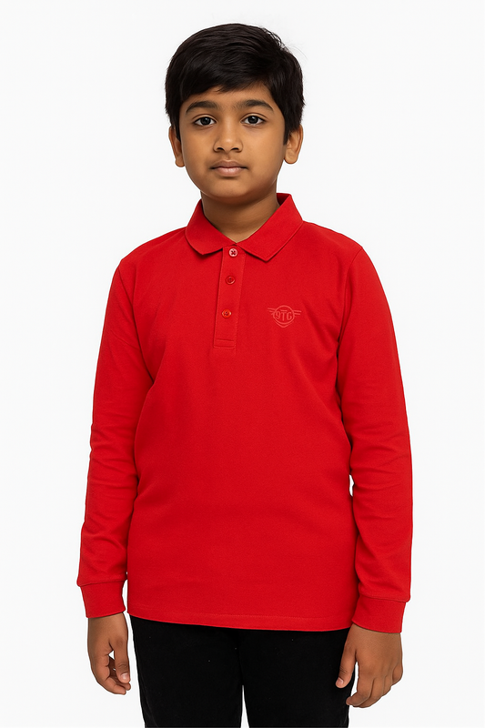 Boys Long Sleeve Collar T Shirt Red