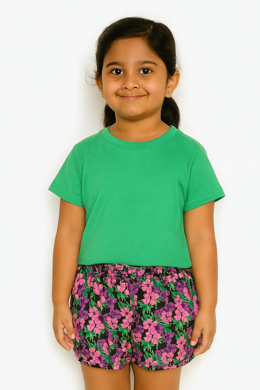 Girls Floral Aop Viscose Woven Shorts
