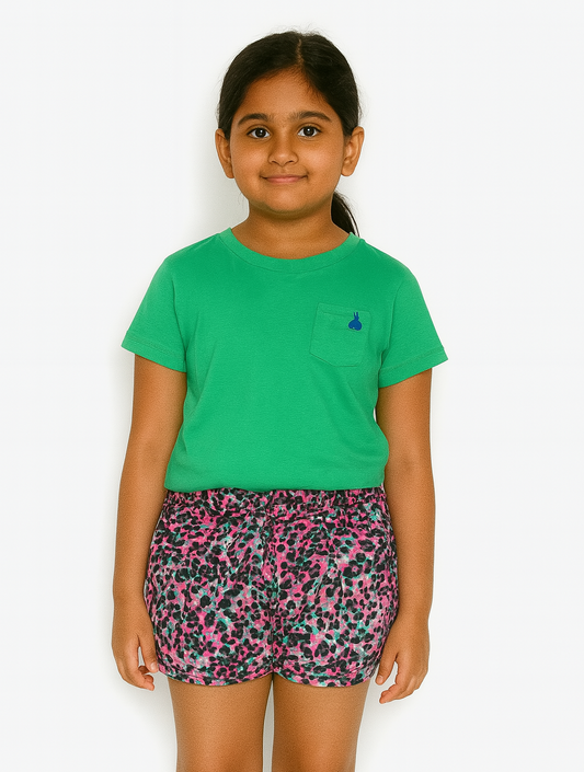 Girls Animal Aop Viscose Woven Shorts