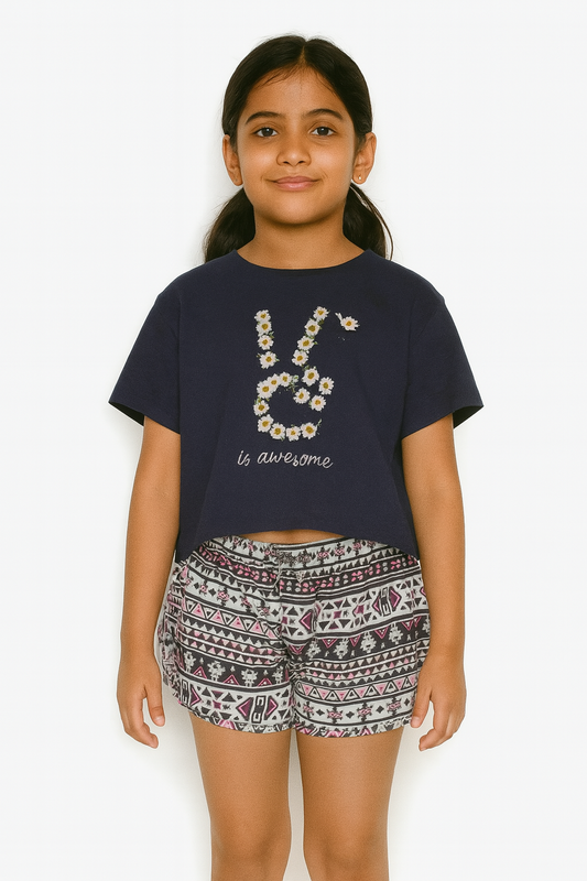Girls White Aop Viscose Woven Shorts
