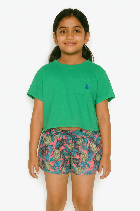 Girls Orange Aop Viscose Woven Shorts