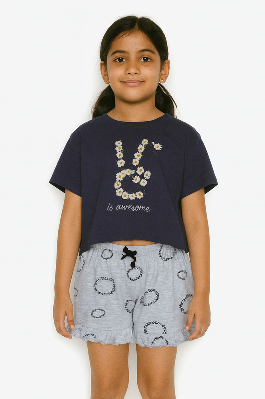 Girls Yellow Aop Knit Shorts