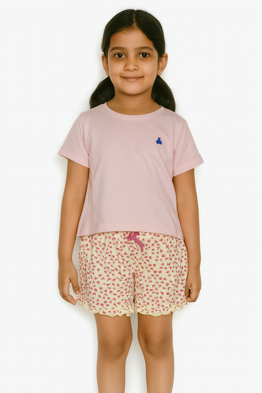 Girls Yellow Aop Knit Shorts