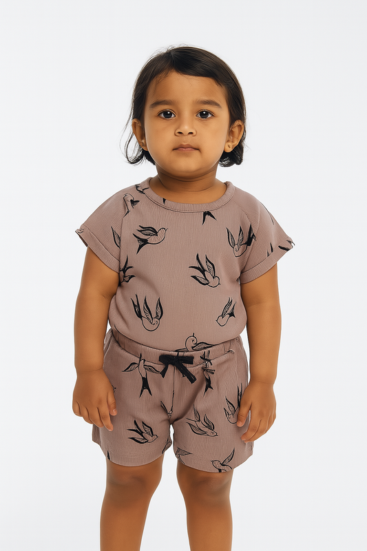 Girls Printed Shorty Set