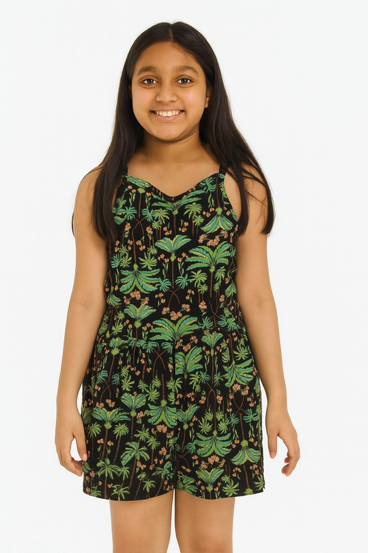 Girls Printed Dungaree