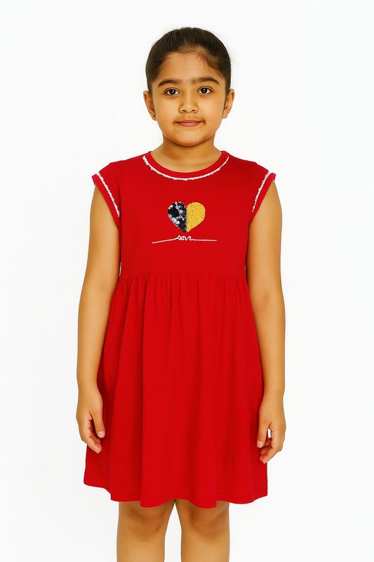Girls Red Sequined Dress