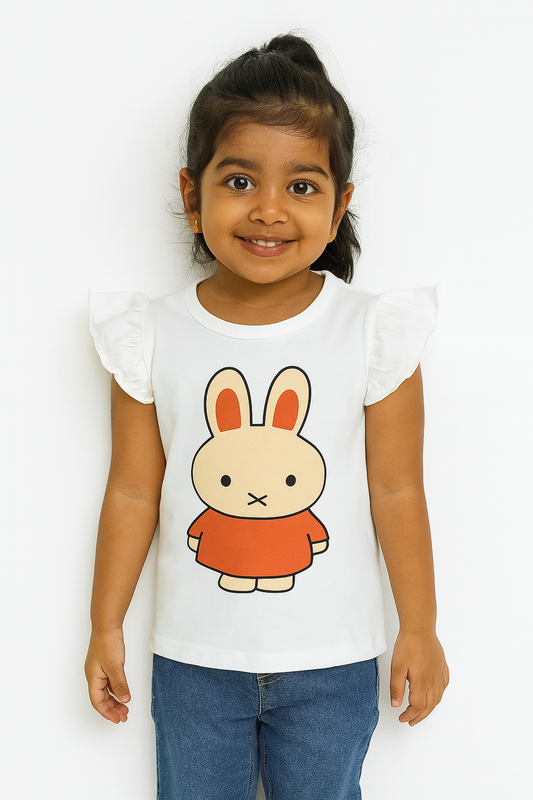 Girls Printed Top | White