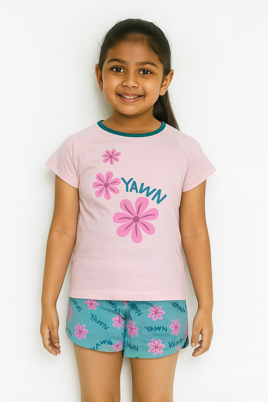 Girls Printed Shorty Set