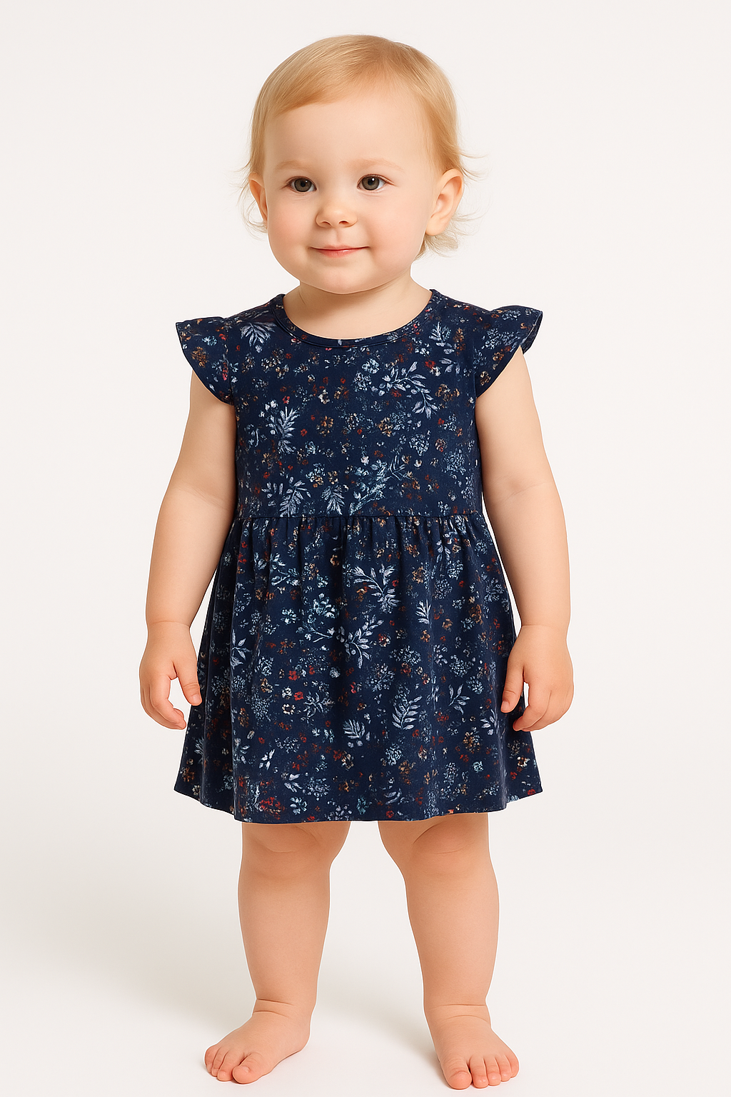 Baby Girls Black Floral Knit Dress