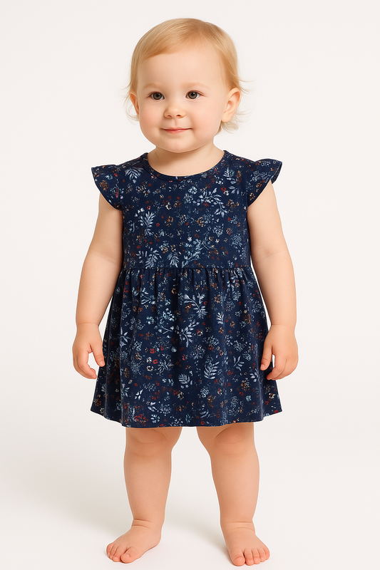 Baby Girls Black Floral Knit Dress