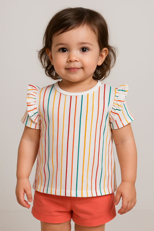 Baby Girls Printed T Shirt Multi Striped