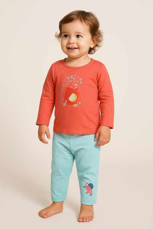 Q-Club Baby Girls Printed Pyjama Set