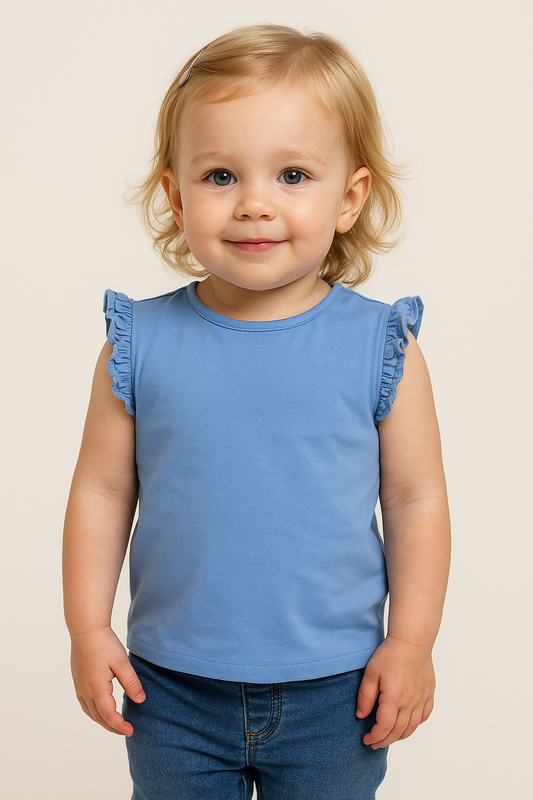 Baby Girls Printed T Shirt Ice Blue
