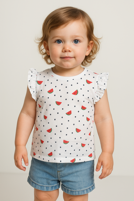 Baby Girls Printed T Shirt Water Melon AOP