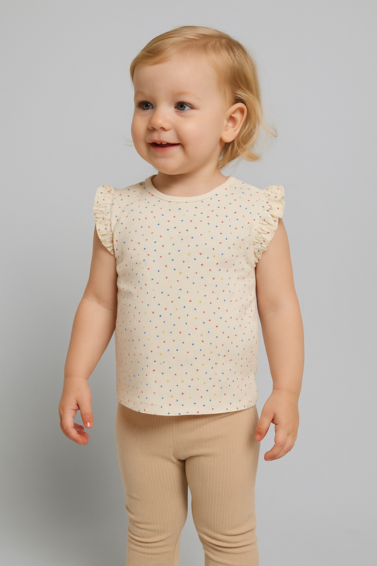 Baby Girls Printed T Shirt Sandal AOP