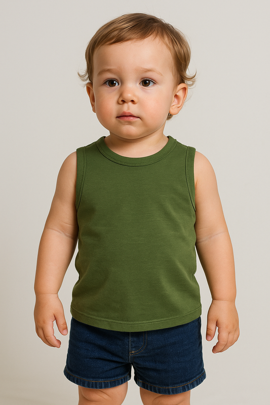 TEX Baby Sleeveless Slub Knit T Shirt Olive