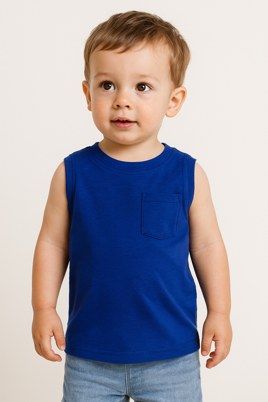 TEX Baby Sleeveless Slub Knit T Shirt Denim Blue