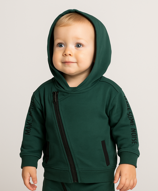 Baby Boys Hooded Kimono Zipper Sweatshirt