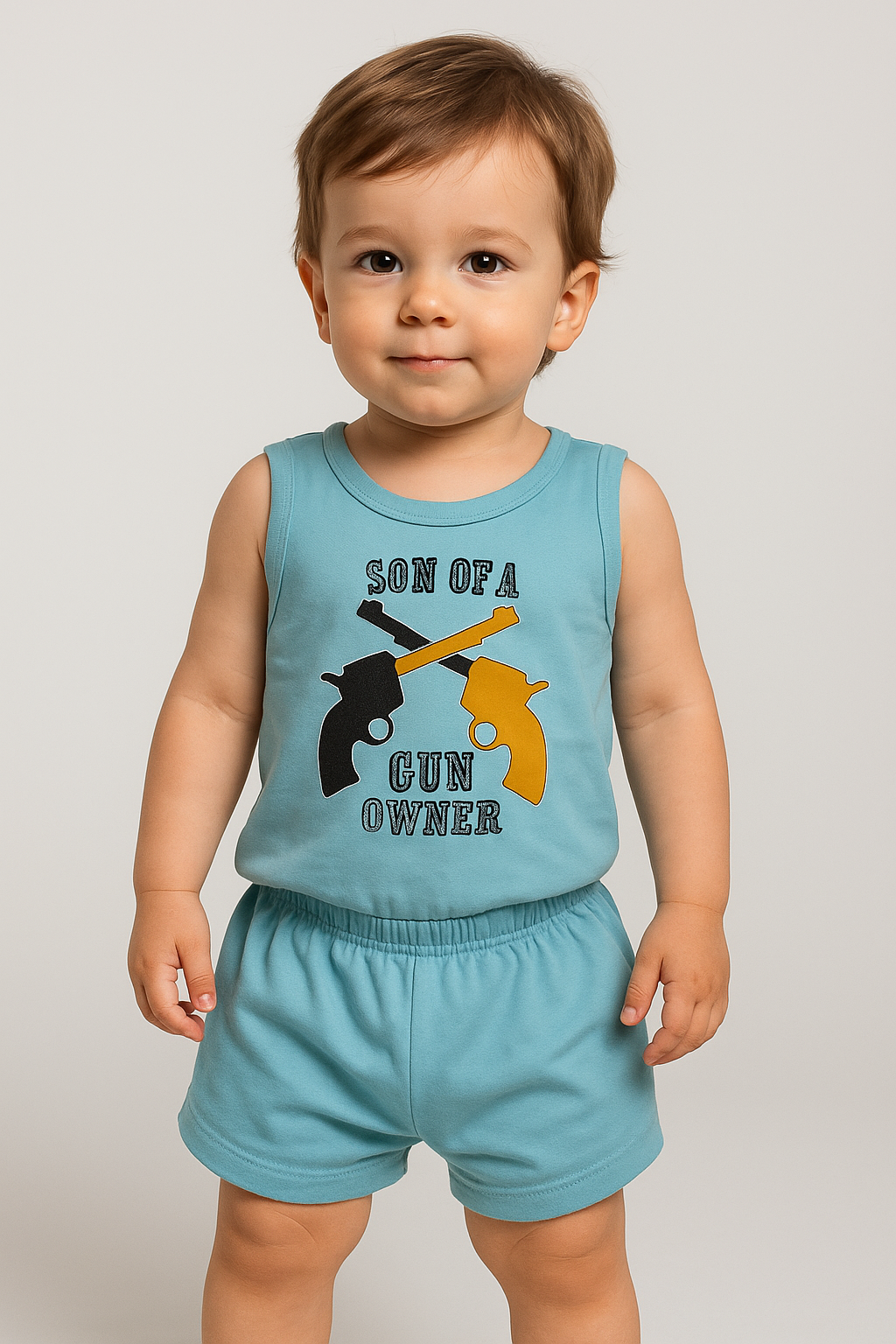 Q-Club Baby Boys Printed Shorty Set