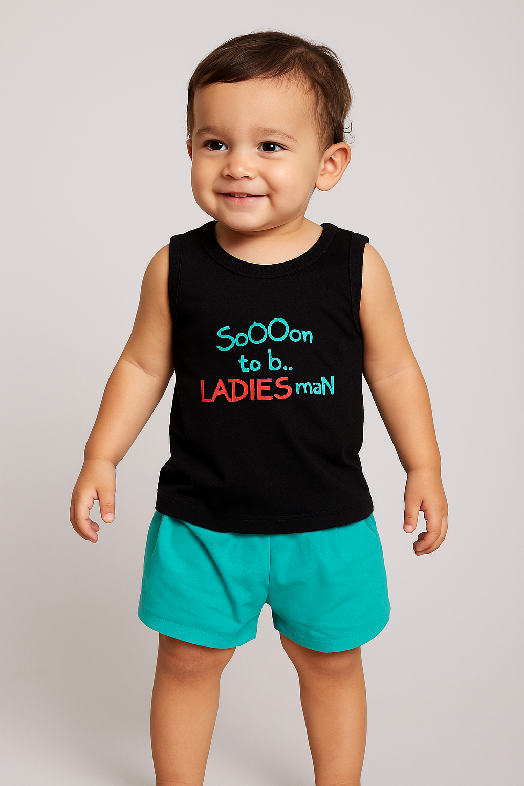 Q-Club Baby Boys Printed Shorty Set