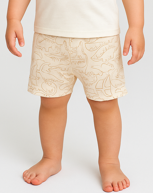 Baby Boys Ecru AOP Knit Shorts