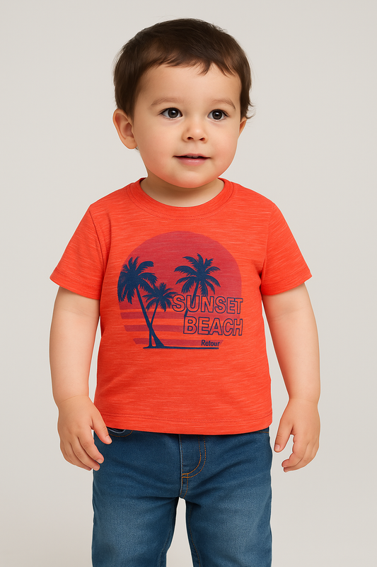 Baby Boys Printed T Shirt Orange