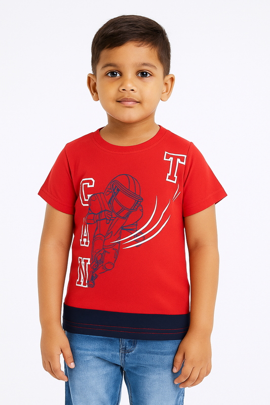 Boys Printed T Shirt Red