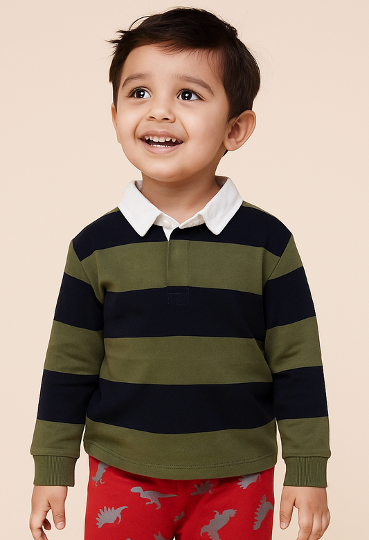 Boys Striped Long Sleeve Polo