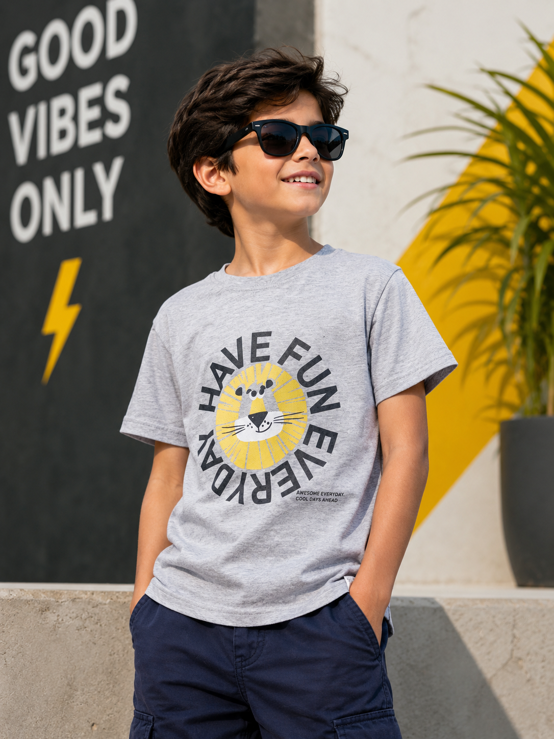 Boys Lion Printed T-Shirt