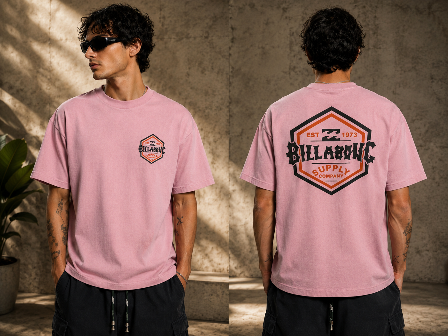 Mens Printed Pink T-Shirt