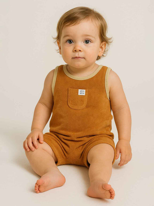 Mini Baby Sleeveless Terry Playsuit Orange
