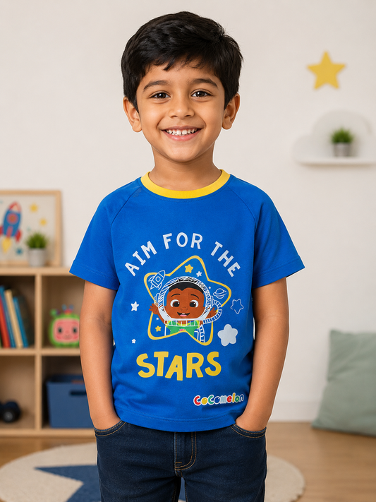 Boys Printed Blue T-Shirt