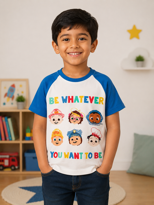 Boys Printed Off-White T-Shirt