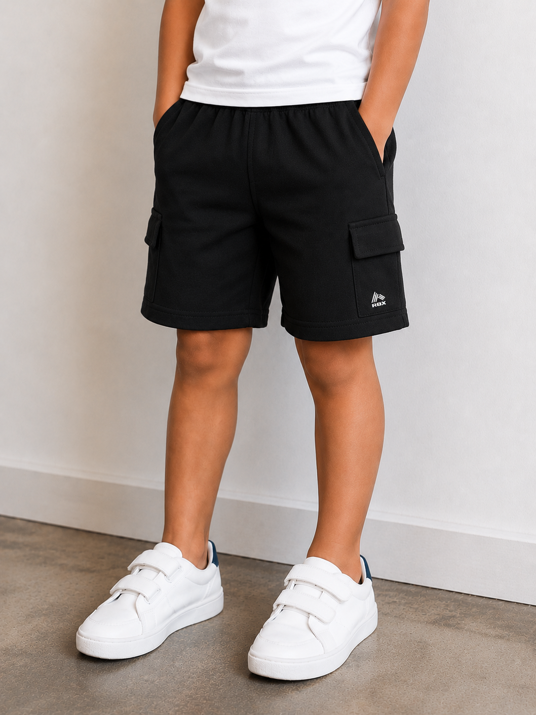 Boys Black Cargo Shorts