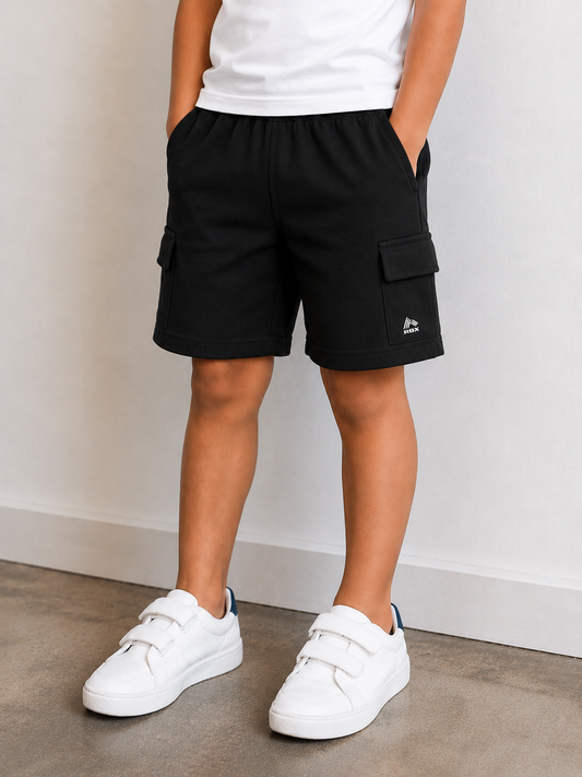 Boys Black Cargo Shorts